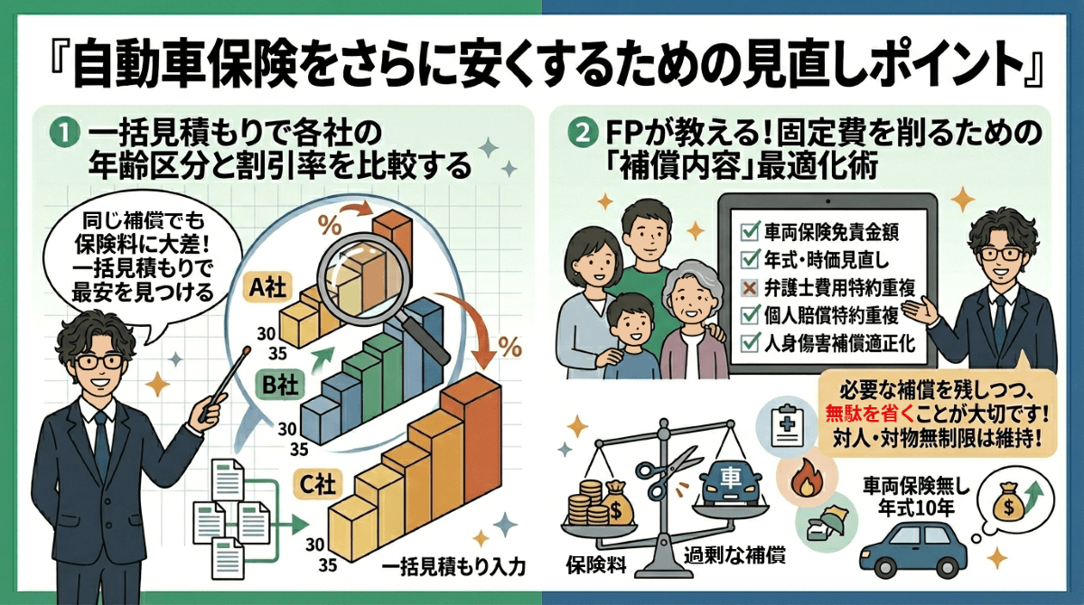 自動車保険をさらに安くするための見直しポイント
