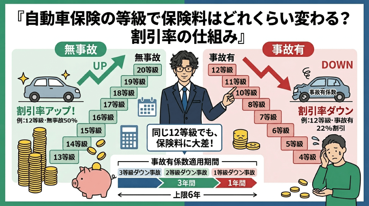 自動車保険の等級で保険料はどれくらい変わる?割引率の仕組み