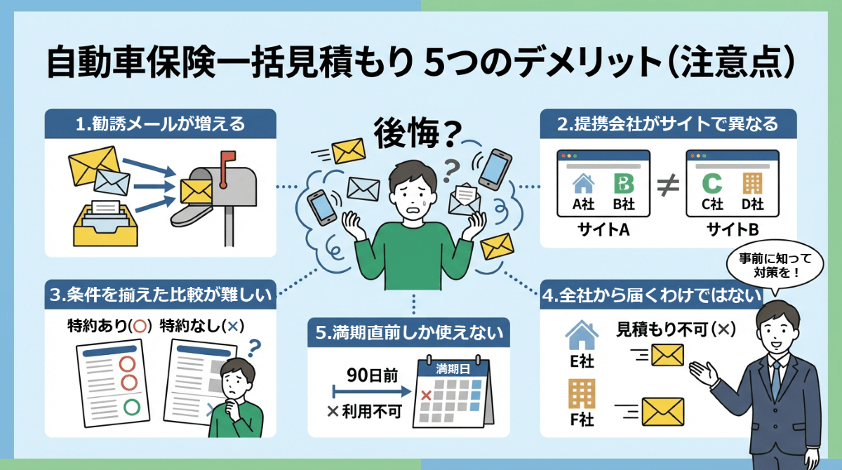 自動車保険の一括見積もりで後悔する？5つのデメリット