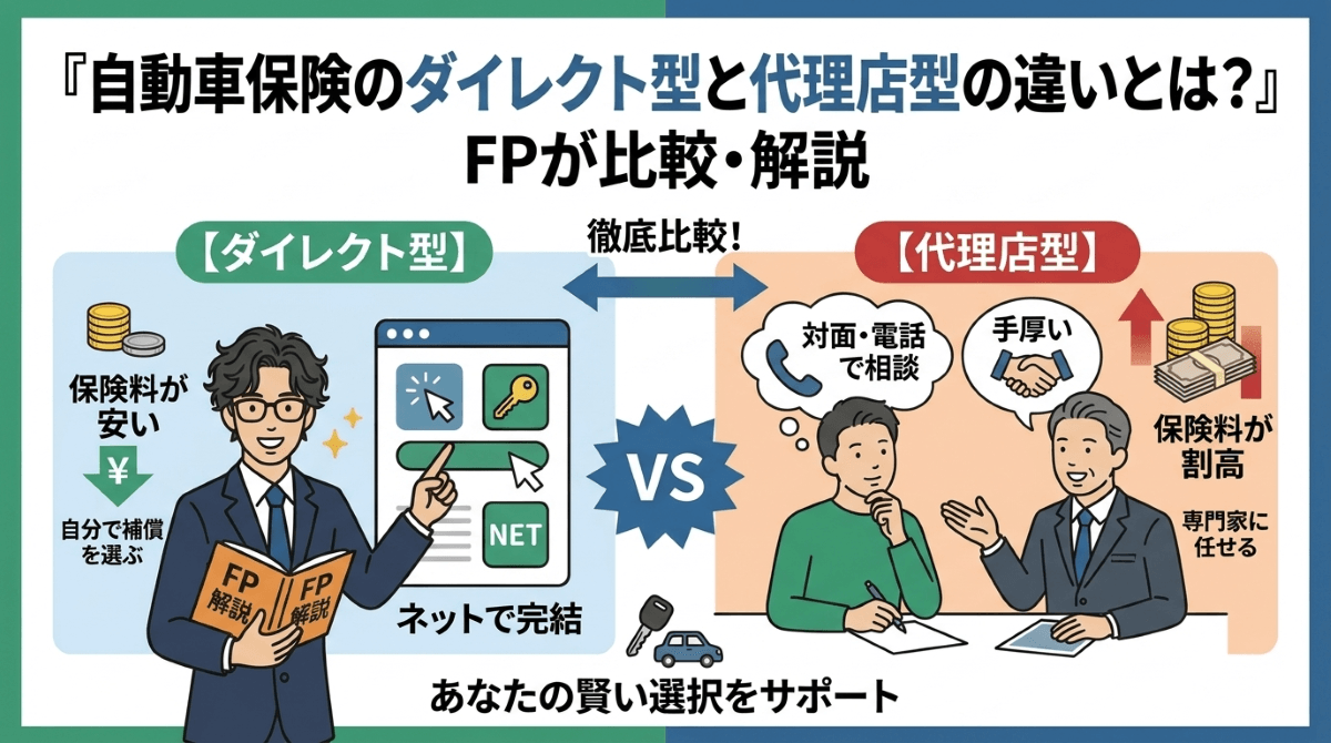 自動車保険のダイレクト型と代理店型の違いとは?メリット・デメリットをFPが比較して解説