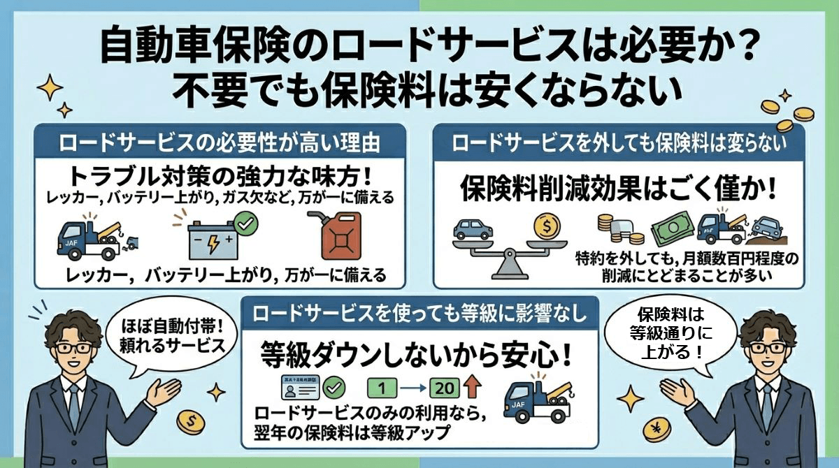 自動車保険のロードサービスは必要か?不要でも保険料は安くならない